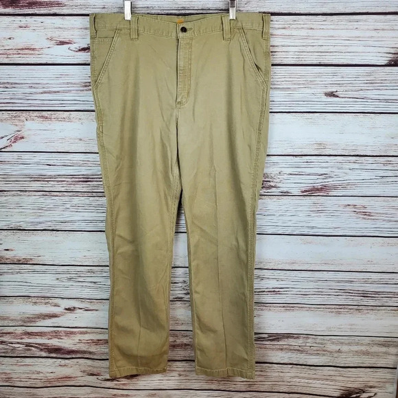 Carhartt Men's 38x34 Relaxed Fit Rigby Dungaree Tan Canvas Pants - Picture 1 of 11